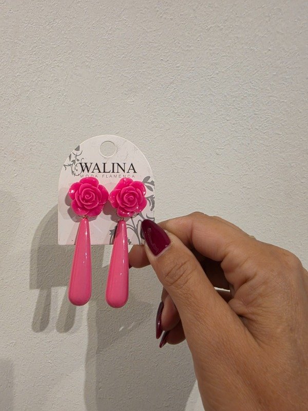 Producto - AROS GOTA FLOR FUCSIA ESPAÑOL