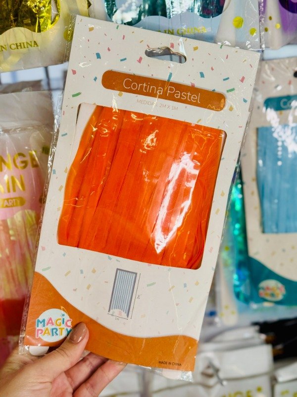 Producto - Cortina lluvia color naranja pastel 120x180cm - 0