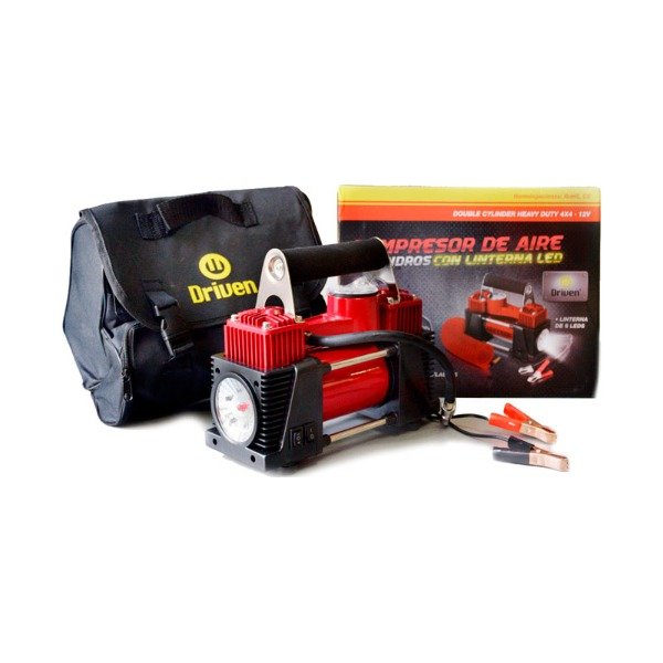 Producto - Compresor Metálico con Doble Pistón, Luz Led y Bolso