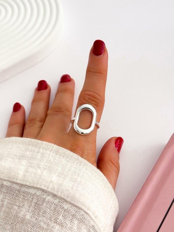 Producto - Anillo Regulable Oval CHUNKY Acero Blanco