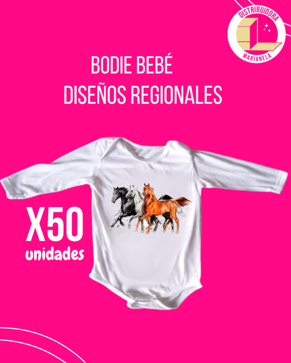 Producto - Body de Bebé - Diseños de caballos Pack x50 unidades
