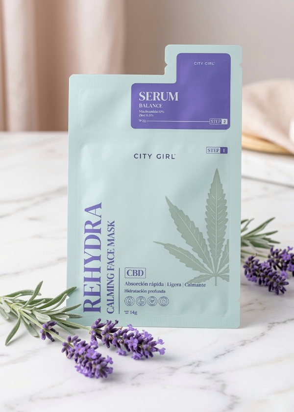 Producto - Mascarilla City Girl Rehydra Calming + Serum, Dúo Calmante con CBD