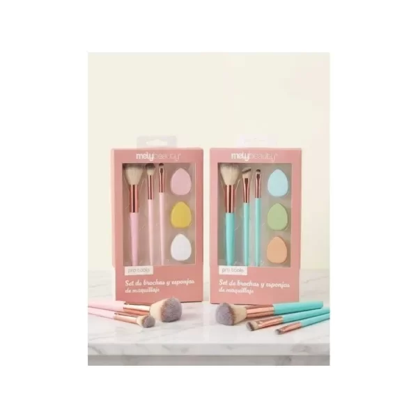 Producto - Set de 3 Brochas + 3 Esponjas de Maquillaje