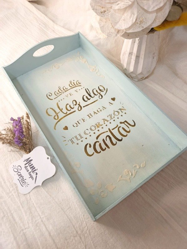 Producto - Bandeja 32x18 cm. Deco con frase mod 1