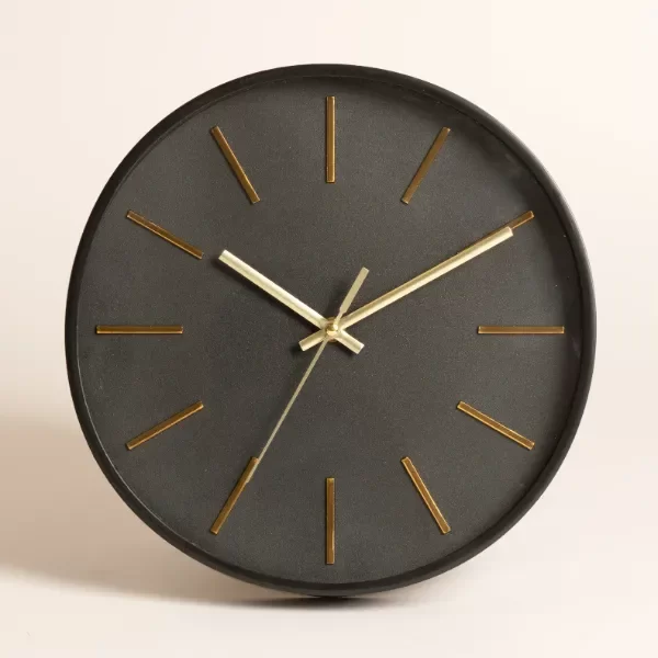 Producto - Reloj redondo negro agujas doradas Apolo 30cm