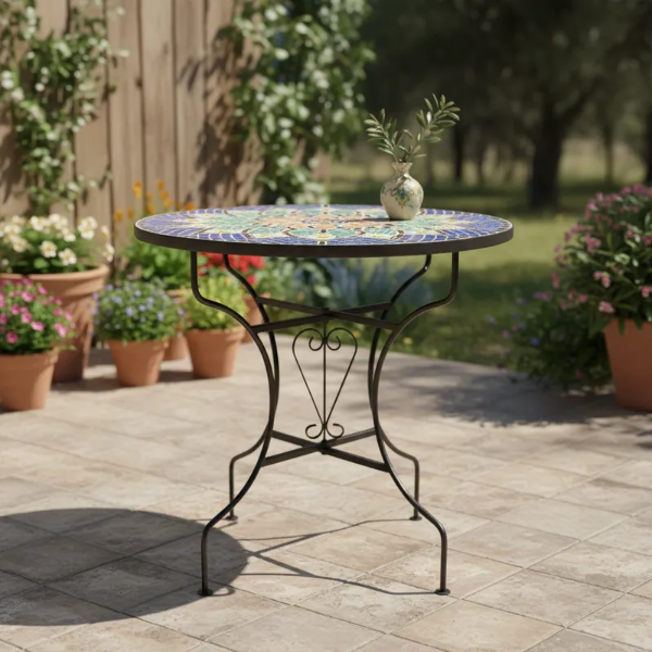 Producto - Mesa en Hierro y Mosaico Diseño Elegante