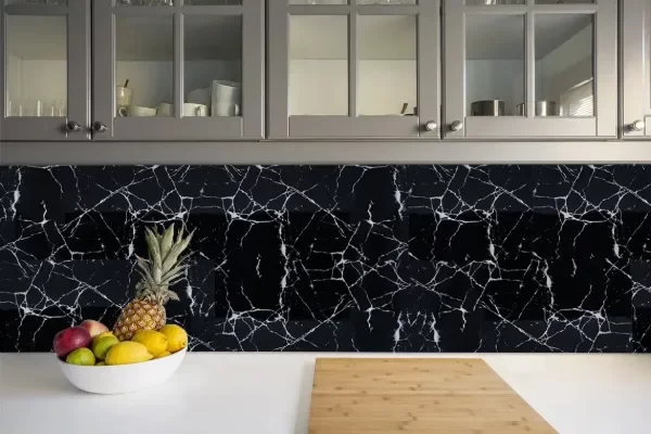 Producto - Placas Autoadhesivas Simil Marmol 30x60cm Negro