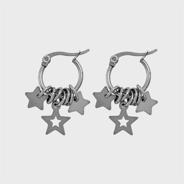 Producto - Argollas de acero quirúrgico con dije - 1.5cm - Estrellas