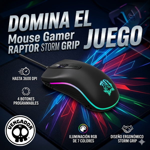 Producto - Mouse Gamer Raptor Storm Grip 4 botones