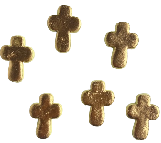 Producto - Cruz dorada figuras pasta de azúcar comestible x12un