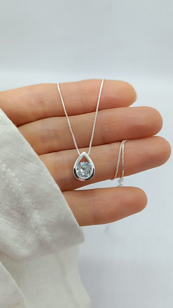 Producto - Gargantilla Gotita Plata y Cubic - 0