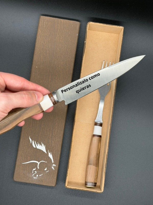 Producto - Set Cuchillo Acero Inoxidable y Tenedor en caja - 0