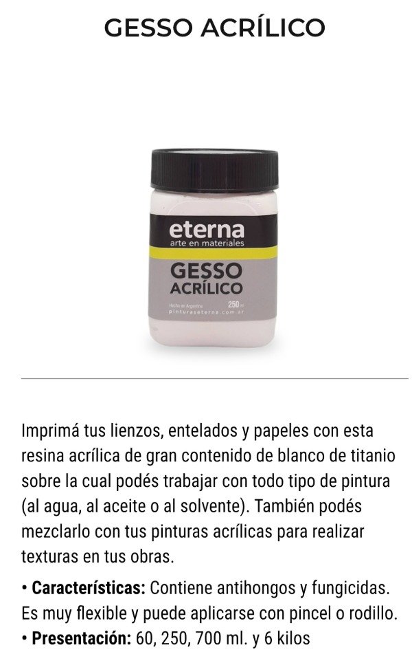 Producto - Gesso Eureka 250 cc