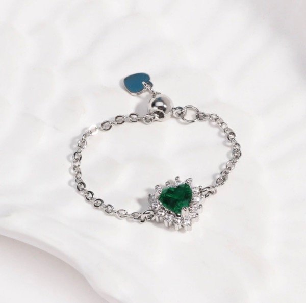 Producto - Anillo Dark Coquette Silver green-Cobre esterlina S925 regulable