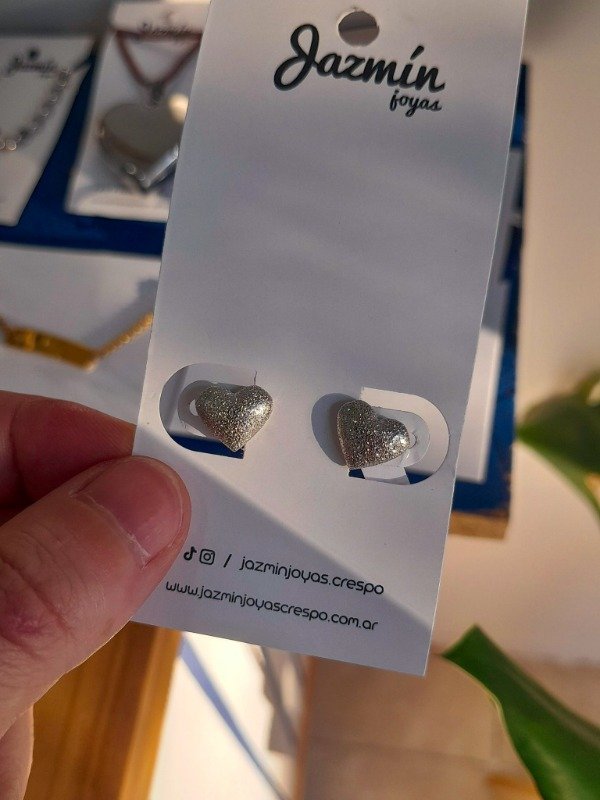 Producto - Aros Pasantes Corazón 3D Satinado