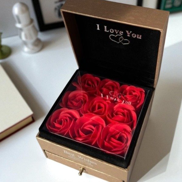 Producto - Estuche Caja Para Joyas Collar Cadenas Adorno De Rosas