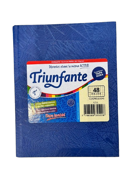 Producto - CUADERNO 16X21 CUADRICULADO 48H T/D ARAÑA TRIUNFANTE AZUL