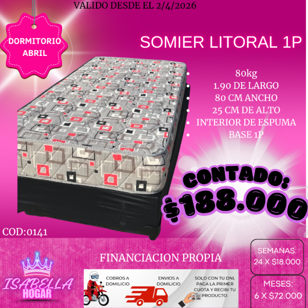 Producto - SOMIER LITORAL 1P