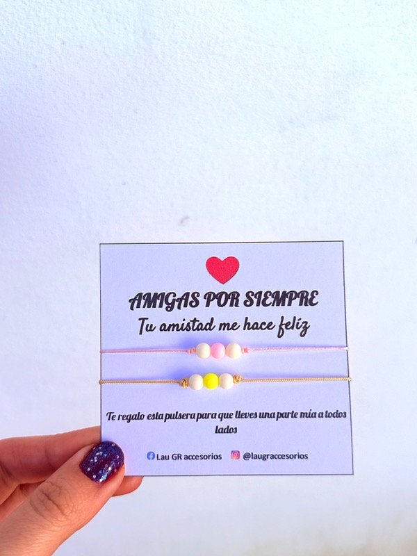 Producto - Pulseras para compartir hilo chino bolitas colores surtidos