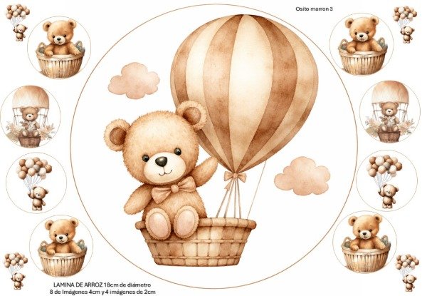 Producto - LAMINA OSITO 3 MARRON REDONDA