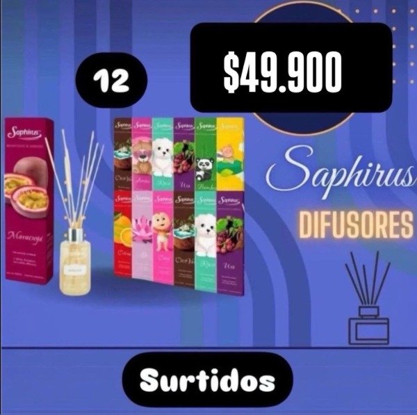 Producto - PACK POR 12 DIFUSORES VARILLAS SAPHIRUS