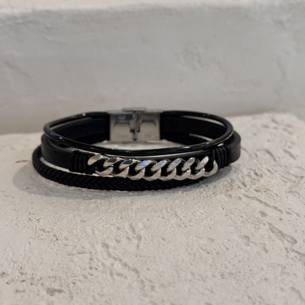 Producto - Pulsera triple cuero eslabones