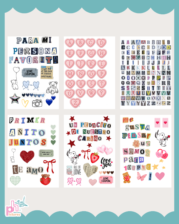Producto - plancha de stickers para cartas o cajas de cumpleaños/aniversarios - 6
