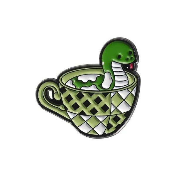 Producto - Pin Harry Potter - Mascota en tacita - Serpiente Slytherin