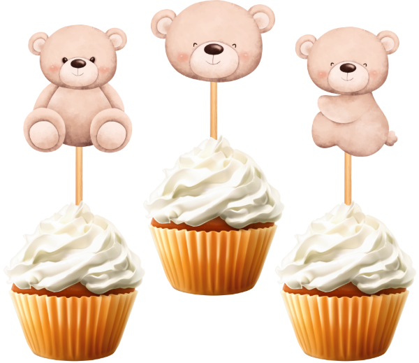 Producto - TOPPER CUPCAKE OSITO FORMA X 10