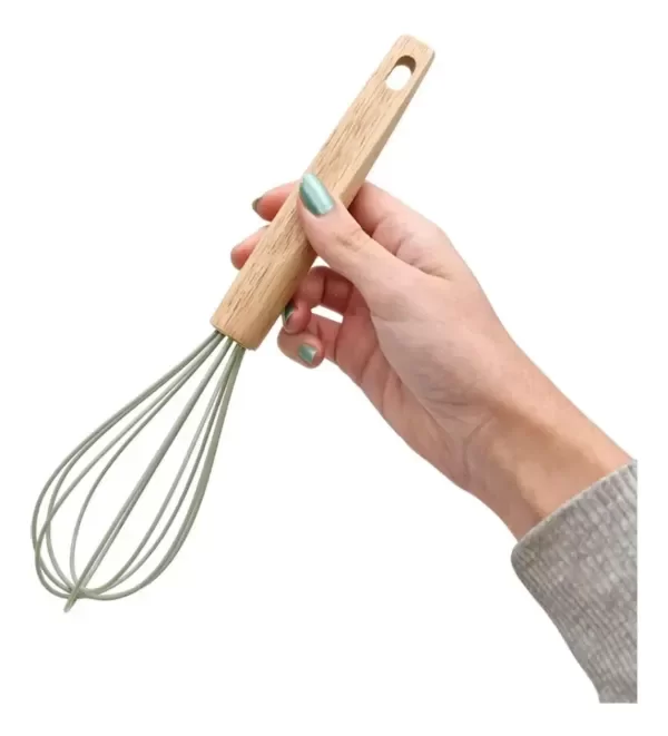 Producto - Batidor Manual Silicona Carol Mango Madera Utensilio