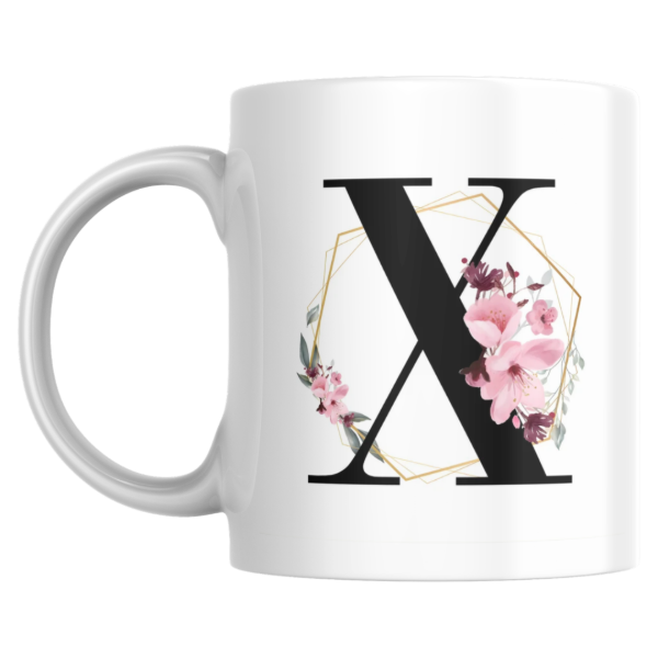 Producto - Taza - X (Inicial negra con flor) - 0