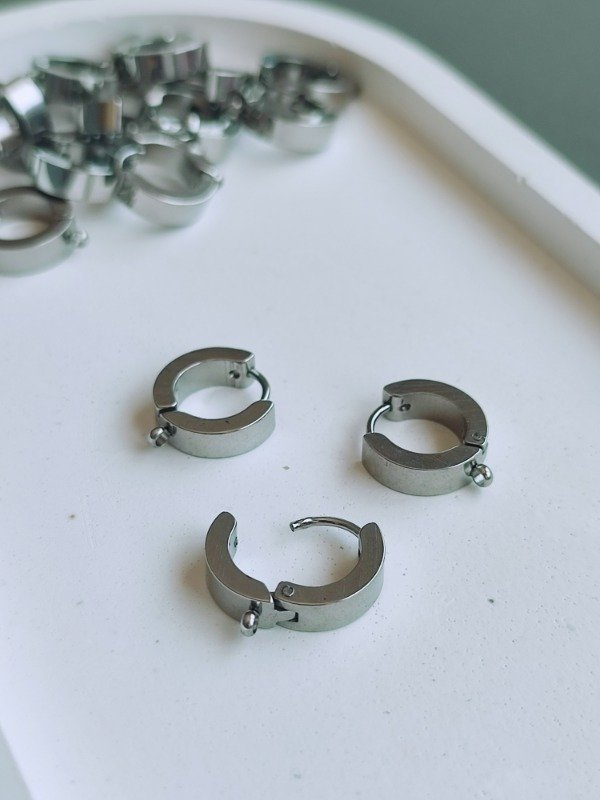 Producto - Aro Argolla Bisagra con Argollita Colgante / Acero Quirúrgico / 10 Unidades