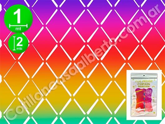 Producto - CORTINA METALIZADA TRIANGULOS MULTICOLOR x1 1.00mX2.00mts