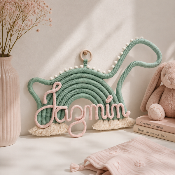 Producto - Cartel de bienvenida personalizado Dino Jazmín