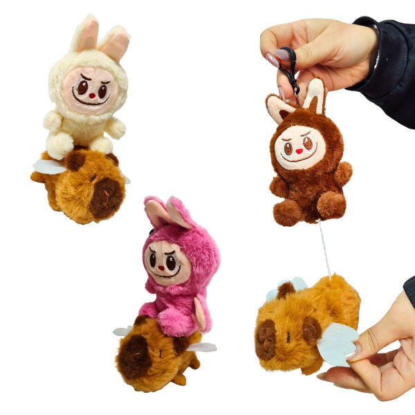 Producto - Llavero Peluche LABUBU y CABYBARA -a cuerda- (18cm)