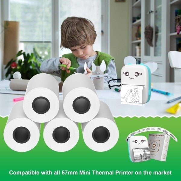 Producto - ROLLO DE PAPEL TÉRMICO IMPRIMIBLE PARA MINI IMPRESORA O CÁMARA - 5u - 1