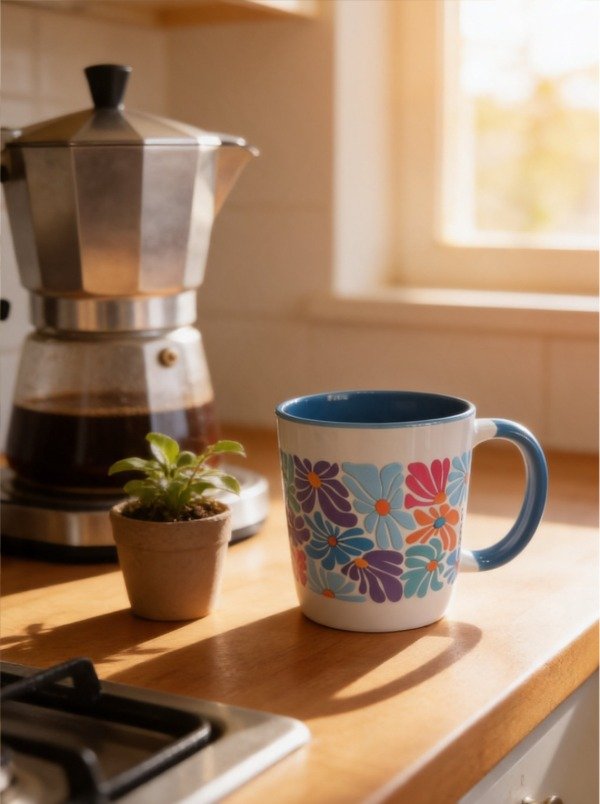 Producto - Taza Azul Mar / Margaritas - 0