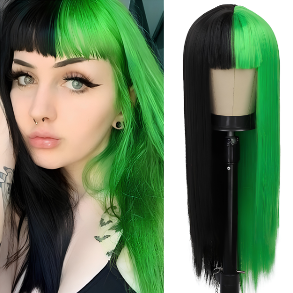 Producto - Peluca Bicolor Verde/Negro