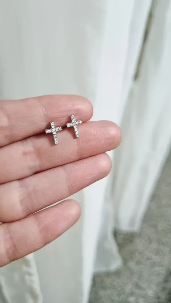 Producto - Aros pasantes cruz aq con strass blanco