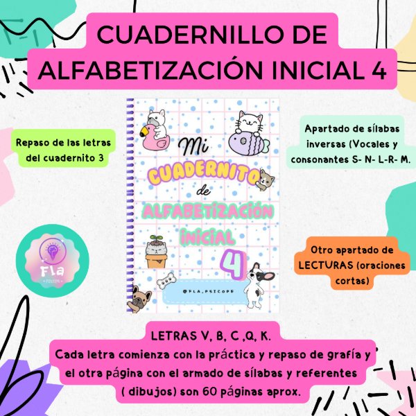 Producto - Mi cuadernito de ALFABETIZACION INICIAL 4