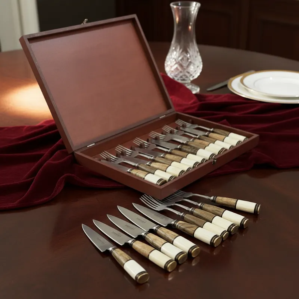 Producto - Cuchillos Y Tenedores Artesanal Criollo 12 Pieza Caja Madera