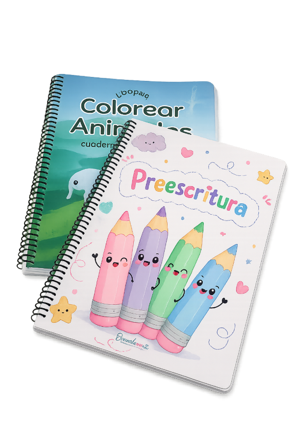 Producto - Cuaderno Preescritura+Cuaderno para Colorear Animales con Actividades - 0