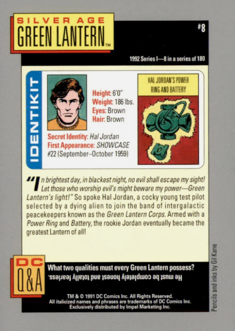 Producto - 1992 Impel DC Comics Cosmic  #8 - Green Lantern SA - 1