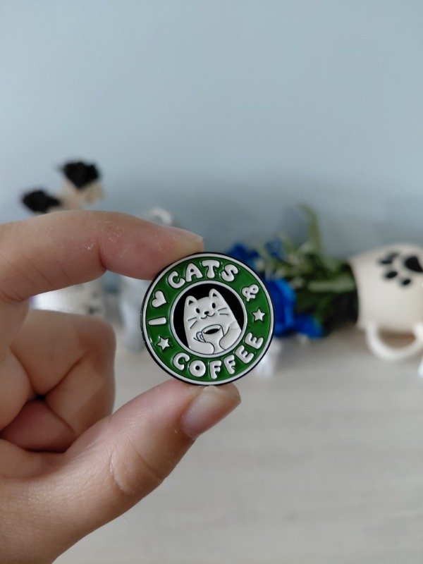 Producto - Pin metalizado - I love cats and coffee #1582