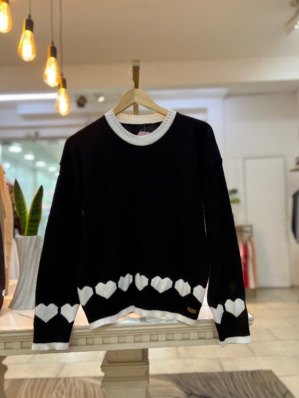 Producto - Sweater de bremer corazones NEGRO 0618 - 1