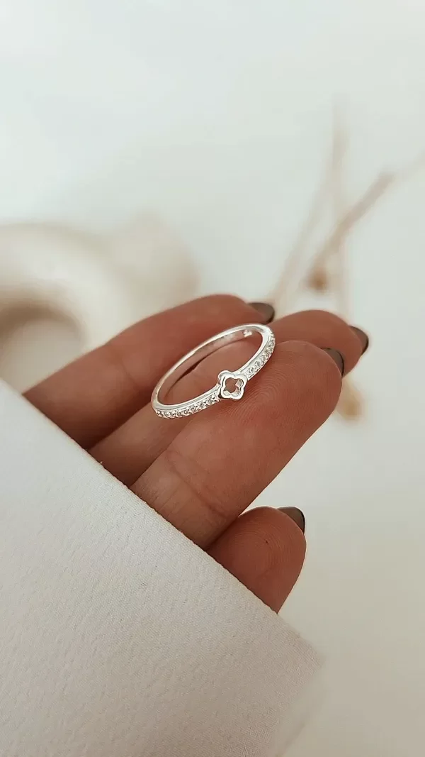 Producto - Anillo mini flor y cubic mel 18,5cm P925