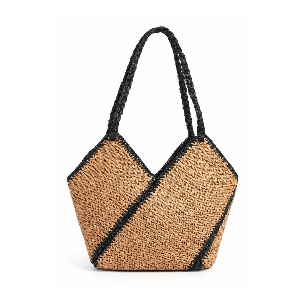 Producto - Cartera Rafia Bicolor Beige con Negro - 0