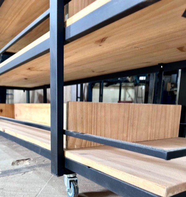 Producto - Gondola central 2x0.60x1.30 hierro y madera con punteras - 2