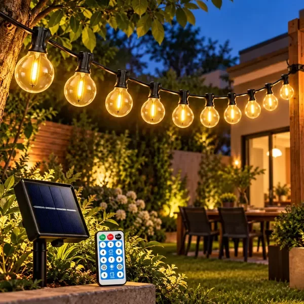 Producto - Guirnalda Luces Calidas exterior carga solar  10 Focos 5 metros