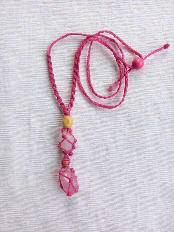 Producto - Collar Raiz (Metal free) - Duo Cuarzos Rosa y Blanco